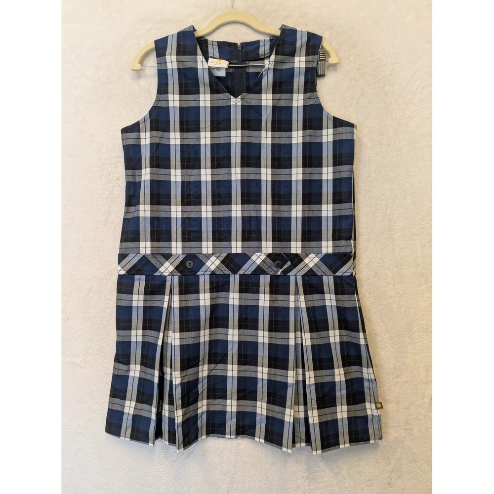 Dennis Plaid Jumper Dress Girls H14 PLUS Blue White Sleeveless‎ School Uniform